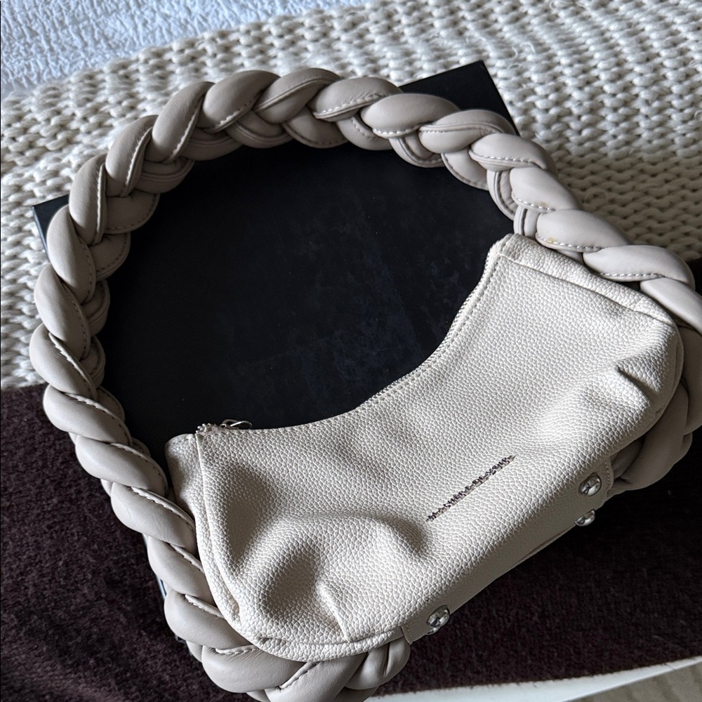 Maniere De Voir Cream Braided Shoulder Bag